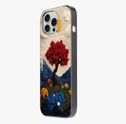 Eternal Nature Tapestry Glass Case photographed in natural light showing reflective finish and design depth.