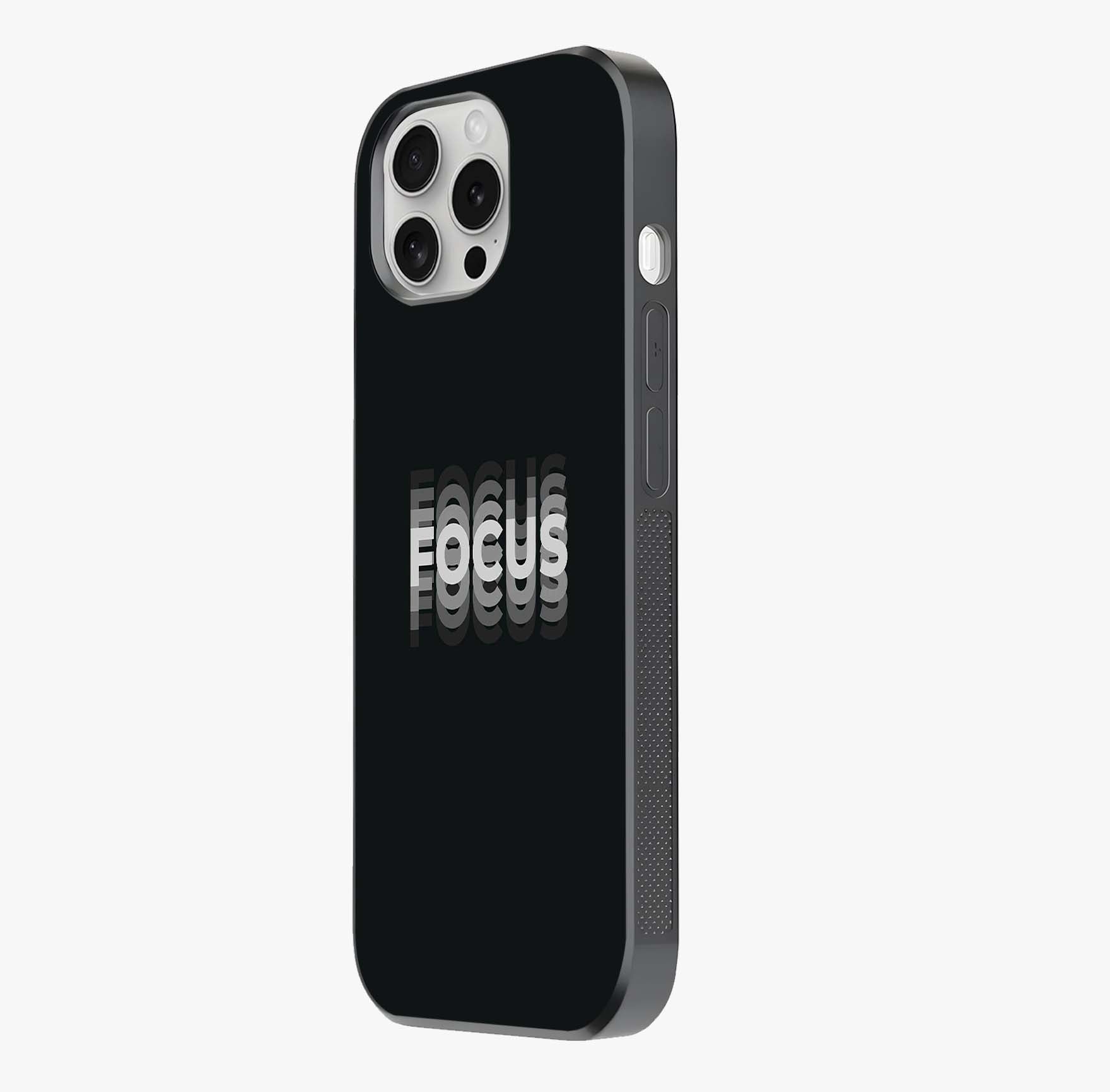Focus Mode On Glass Case photographed in natural light showing reflective finish and design depth.