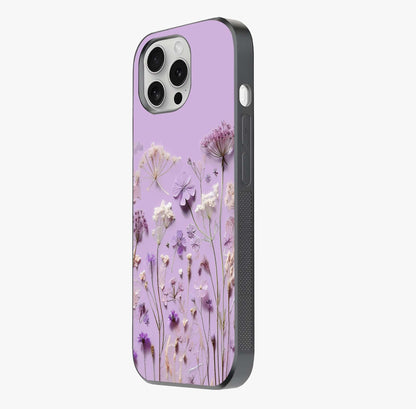 Lavender Blossom Dream Glass Case photographed in natural light showing reflective finish and design depth.