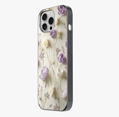 Lilac Breeze Harmony Glass Case photographed in natural light showing reflective finish and design depth.