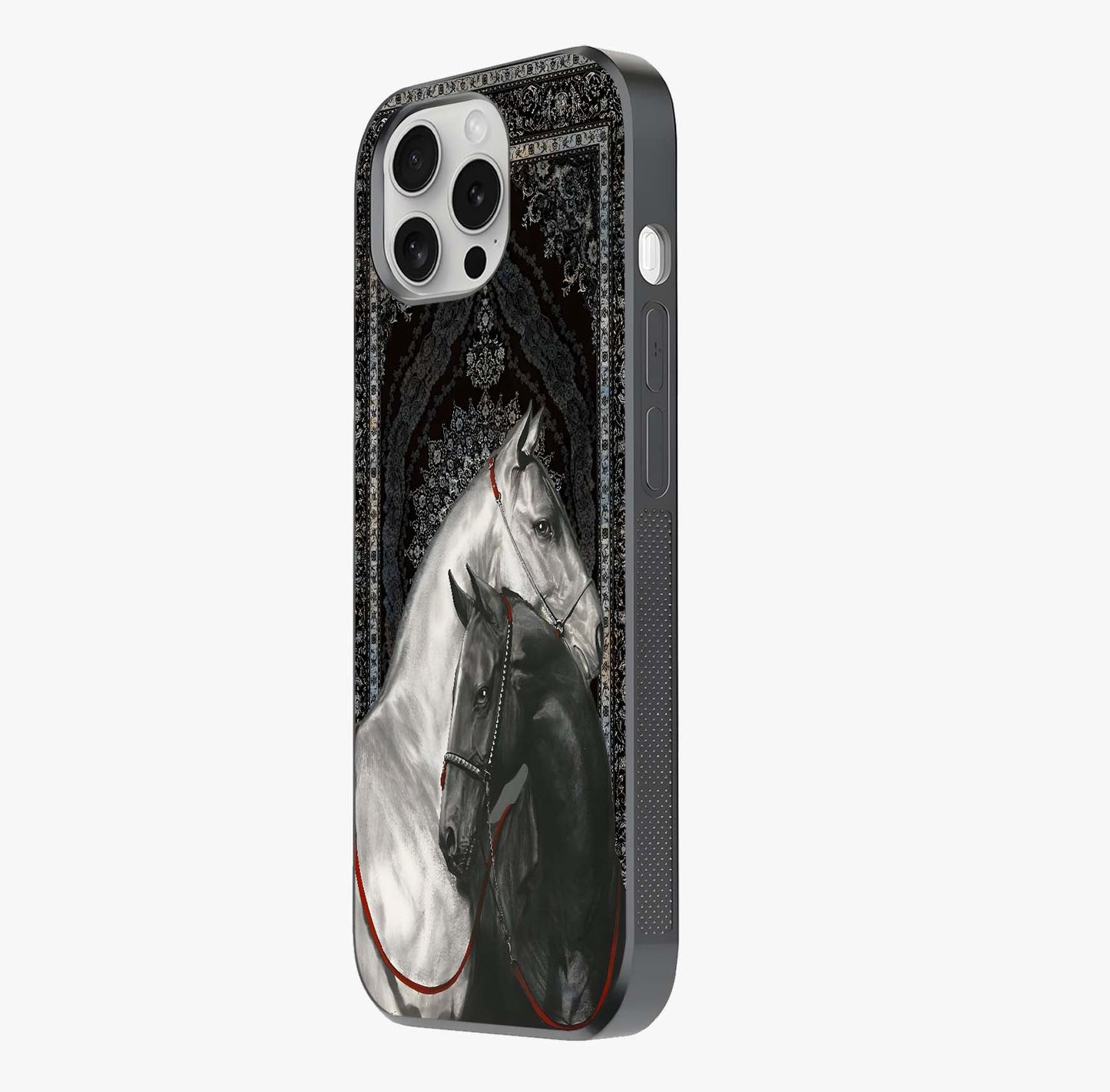 Majestic Ride Legacy Glass Case photographed in natural light showing reflective finish and design depth.