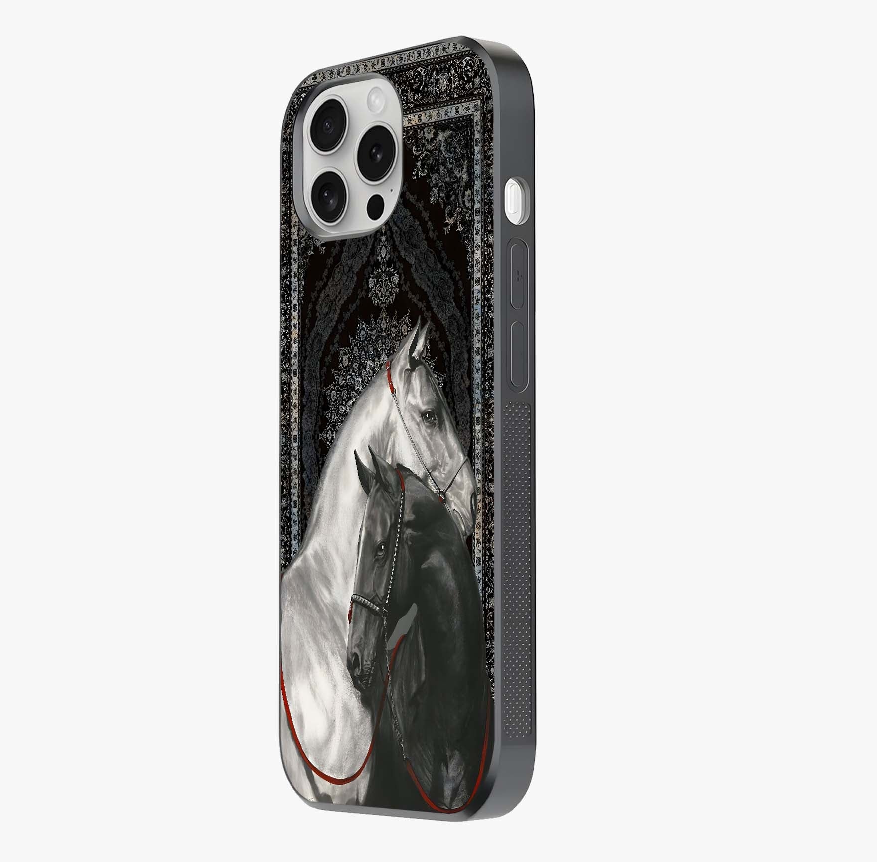 Majestic Ride Legacy Glass Case photographed in natural light showing reflective finish and design depth.