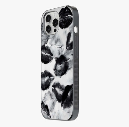 Midnight Kiss Marks Glass Case photographed in natural light showing reflective finish and design depth.