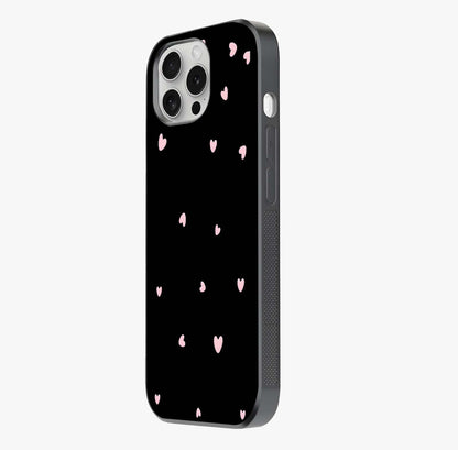 Pink Love Drops Glass Case photographed in natural light showing reflective finish and design depth.