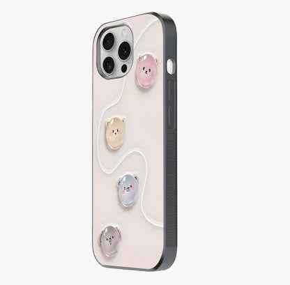 Puffy Face Parade Glass Case photographed in natural light showing reflective finish and design depth.