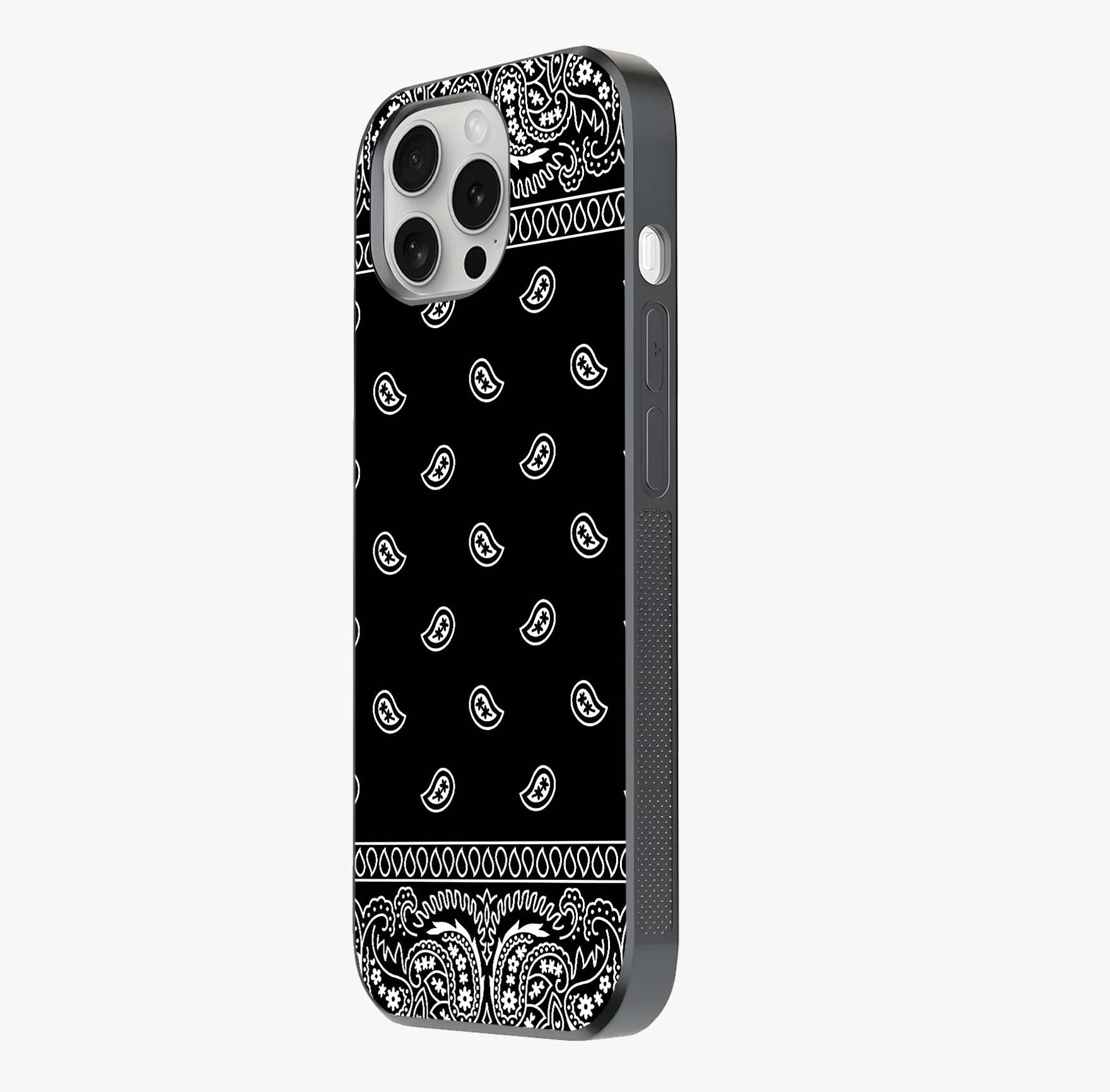 Retro Rebel Threads Glass Case photographed in natural light showing reflective finish and design depth.