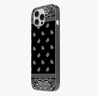 Retro Rebel Threads Glass Case photographed in natural light showing reflective finish and design depth.