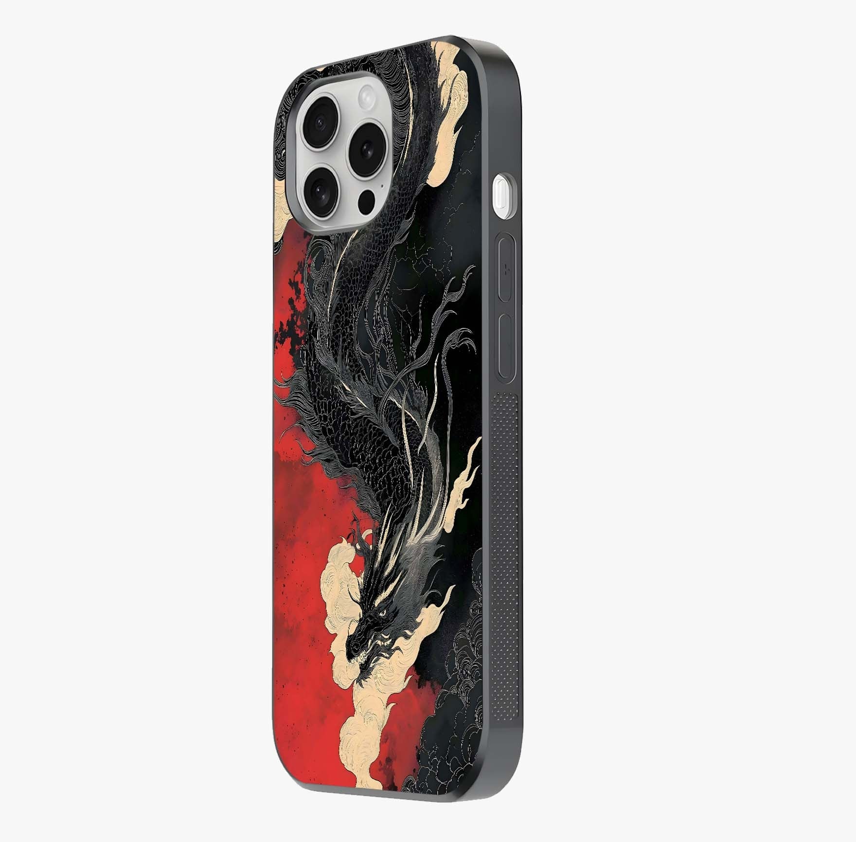 Shadow Dragon Fury Glass Case photographed in natural light showing reflective finish and design depth.
