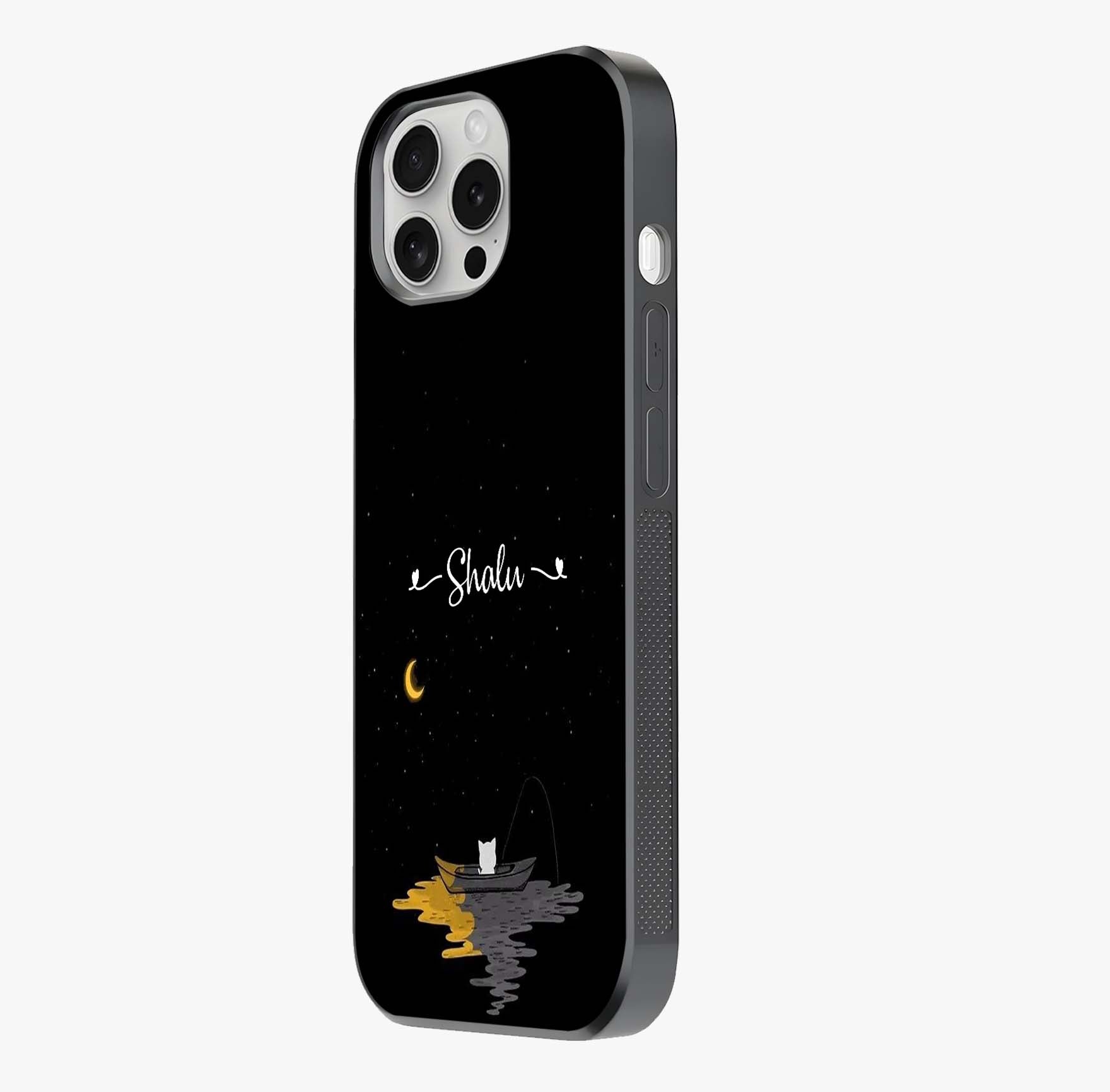 Silent Night Row Glass Case photographed in natural light showing reflective finish and design depth.