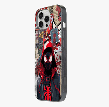 Spider Collage Street Glass Case photographed in natural light showing reflective finish and design depth.