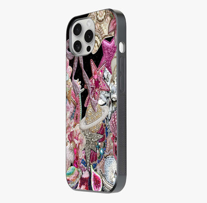 Starlit Jewel Dream Glass Case photographed in natural light showing reflective finish and design depth.