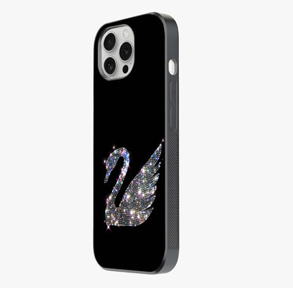 Starlit Swan Grace Glass Case photographed in natural light showing reflective finish and design depth.