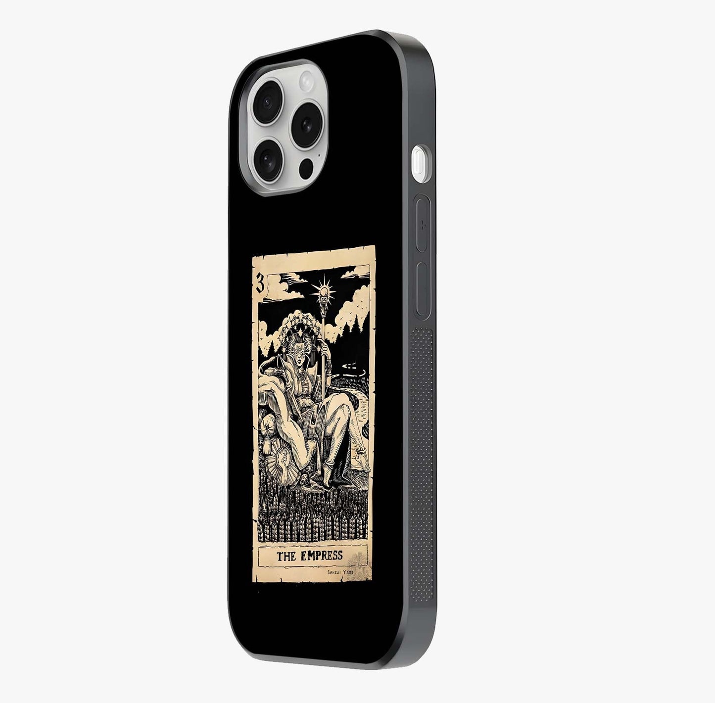 The Empress Glass Case photographed in natural light showing reflective finish and design depth.