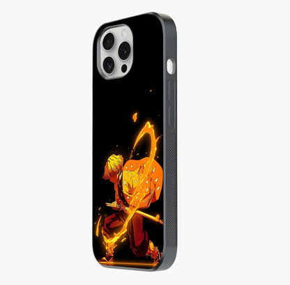 Thunder Flame Execution Glass Case photographed in natural light showing reflective finish and design depth.