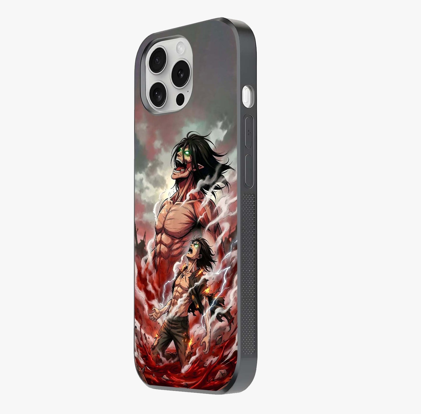 Titan Awakening Fury Glass Case photographed in natural light showing reflective finish and design depth.