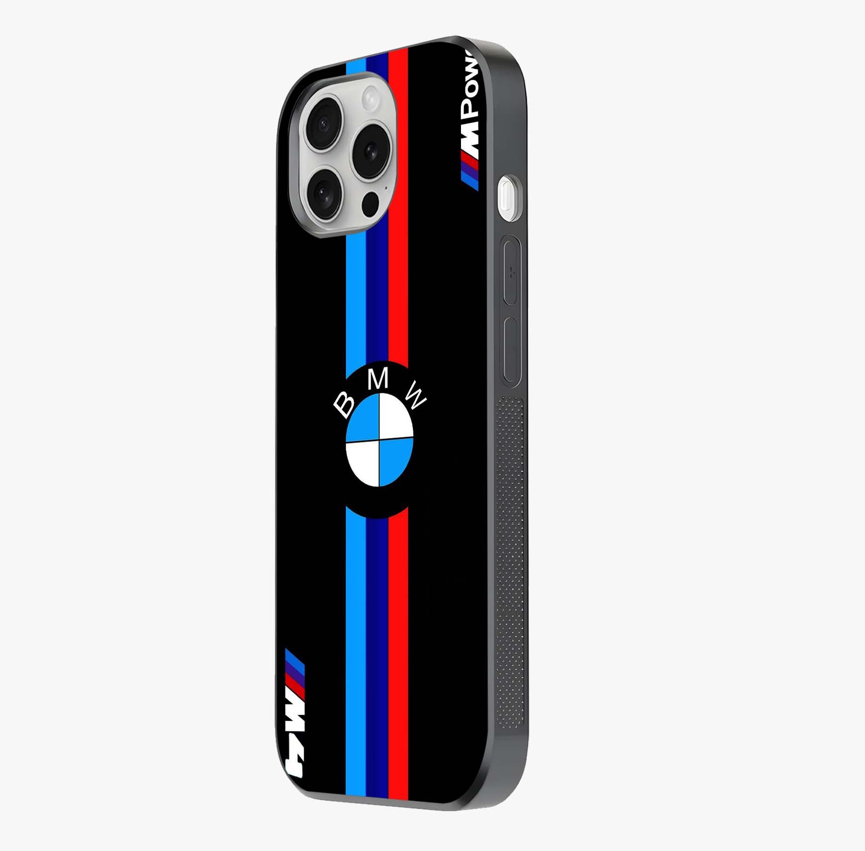 Turbo Bmw Beast Glass Case photographed in natural light showing reflective finish and design depth.