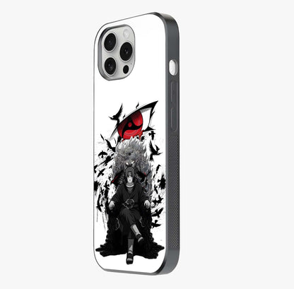 Uchiha Shadow Throne Glass Case photographed in natural light showing reflective finish and design depth.