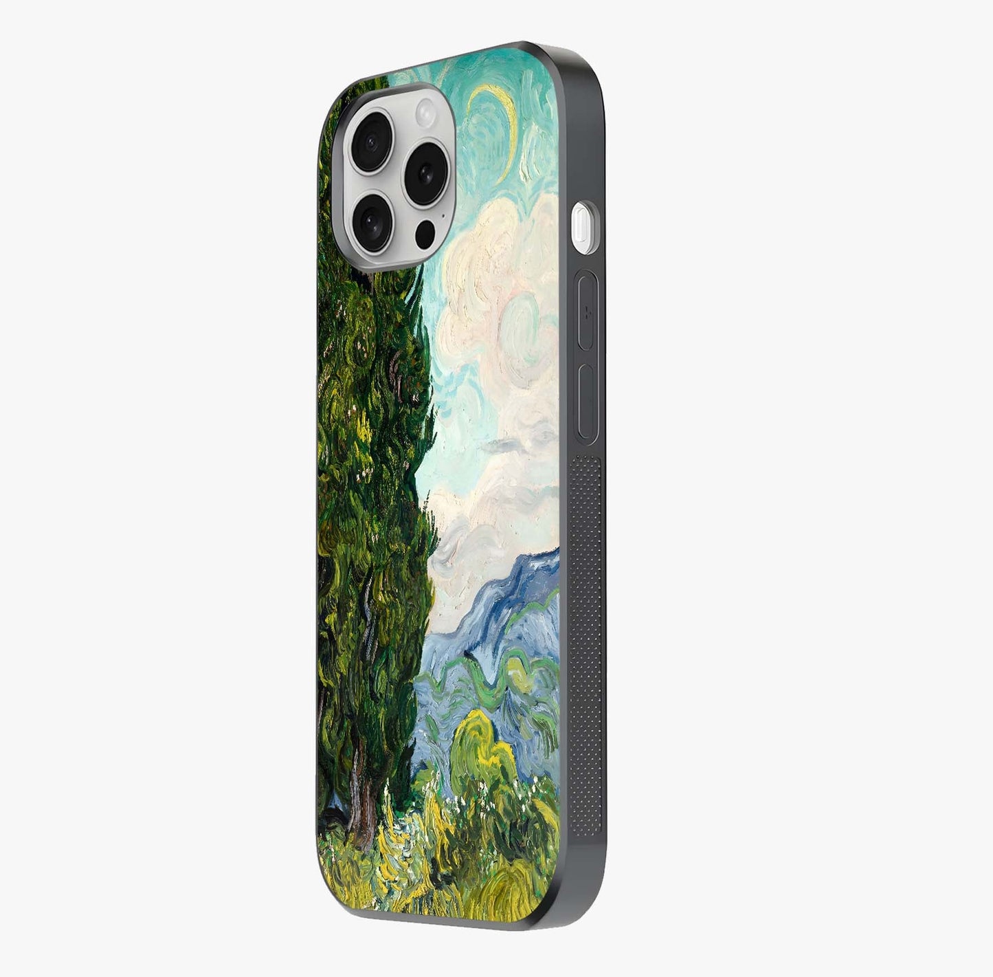 Van Gogh Vintage Art Glass Case photographed in natural light showing reflective finish and design depth.