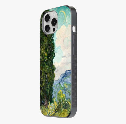 Van Gogh Vintage Art Glass Case photographed in natural light showing reflective finish and design depth.
