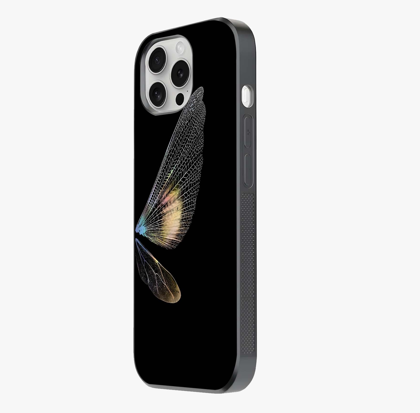 Whispers Of Wings Glass Case photographed in natural light showing reflective finish and design depth.