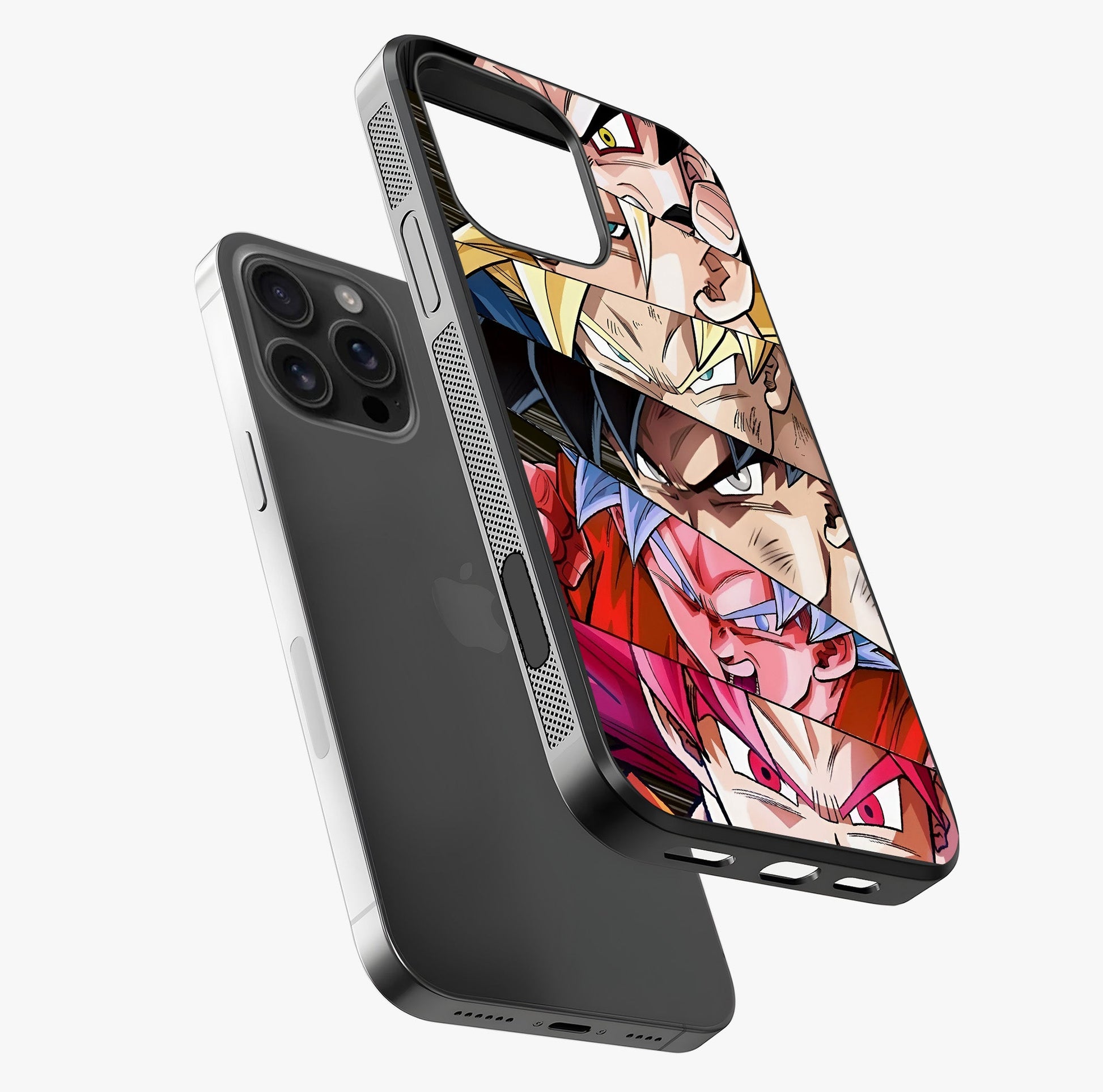 Anime Character Glass Case laid diagonally highlighting side profile, edges and glossy glass shine.
