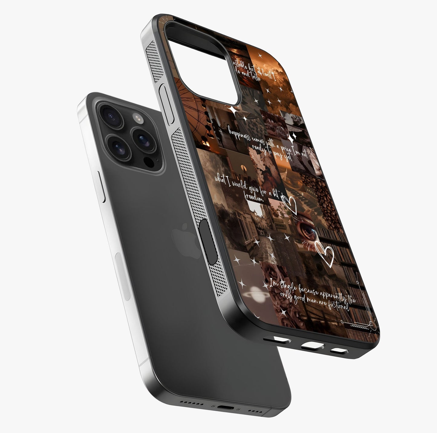 Bittersweet Aesthetic Chaos Glass Case laid diagonally highlighting side profile, edges and glossy glass shine.