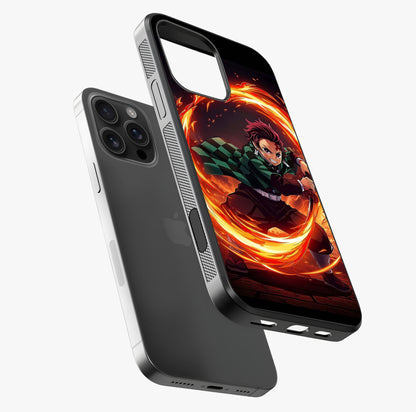 Blazing Sword Resolve Glass Case laid diagonally highlighting side profile, edges and glossy glass shine.