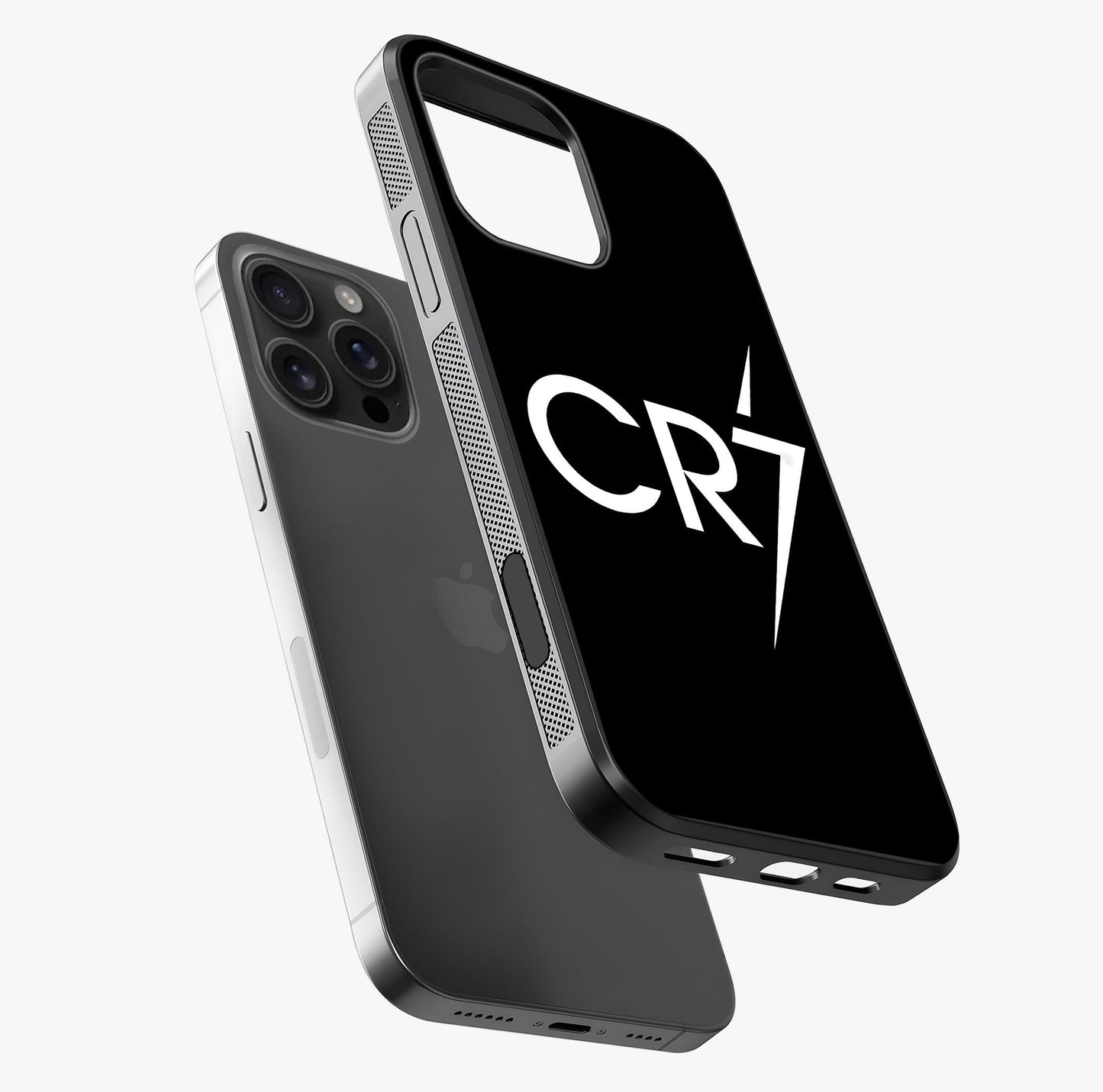 Cr7 Elite Strike Glass Case laid diagonally highlighting side profile, edges and glossy glass shine.