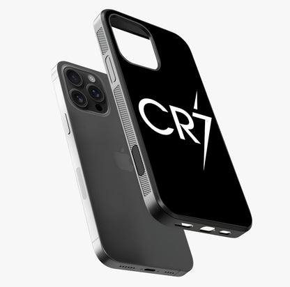 Cr7 Elite Strike Glass Case laid diagonally highlighting side profile, edges and glossy glass shine.