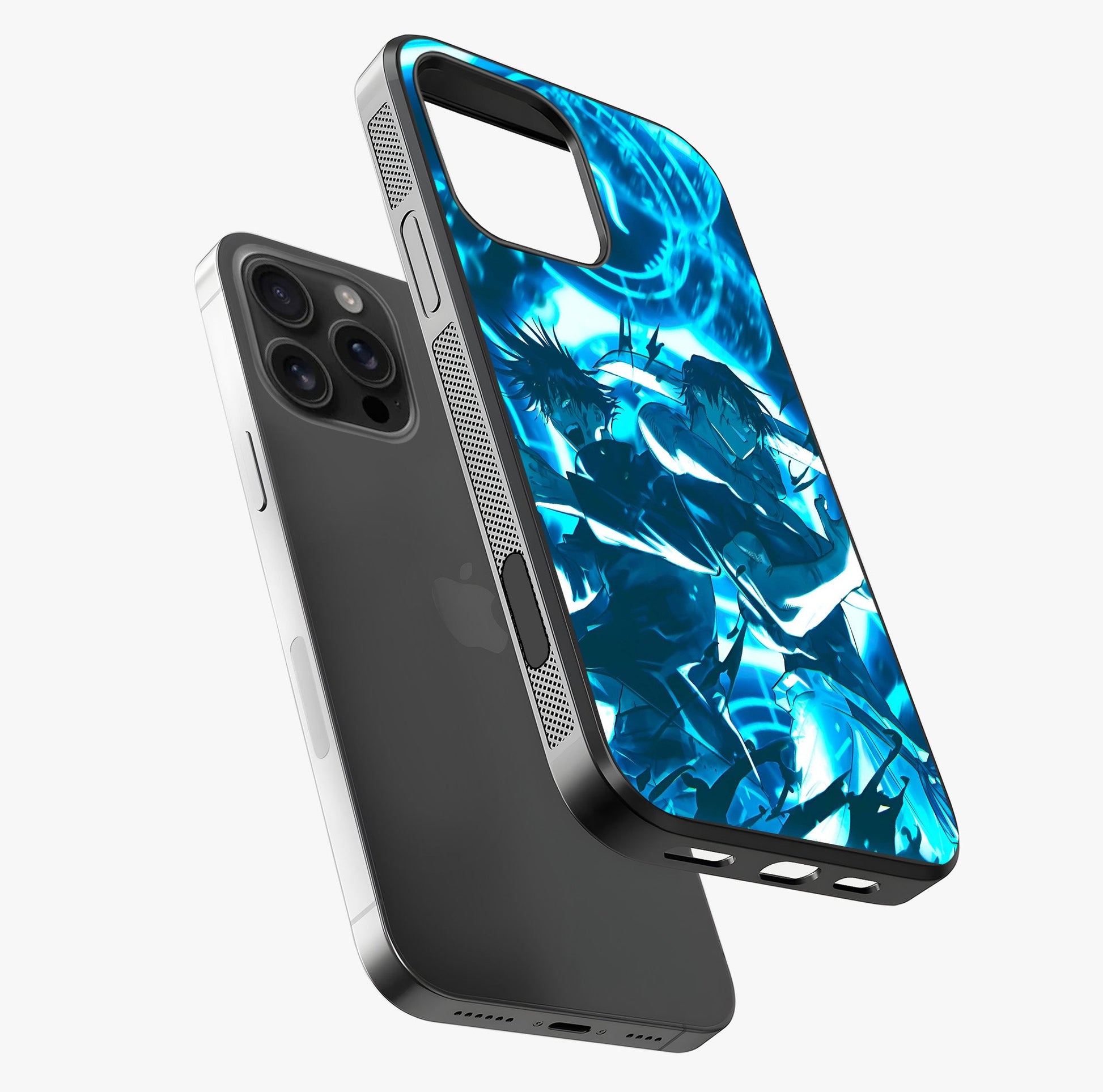 Cursed Energy Clash Glass Case laid diagonally highlighting side profile, edges and glossy glass shine.