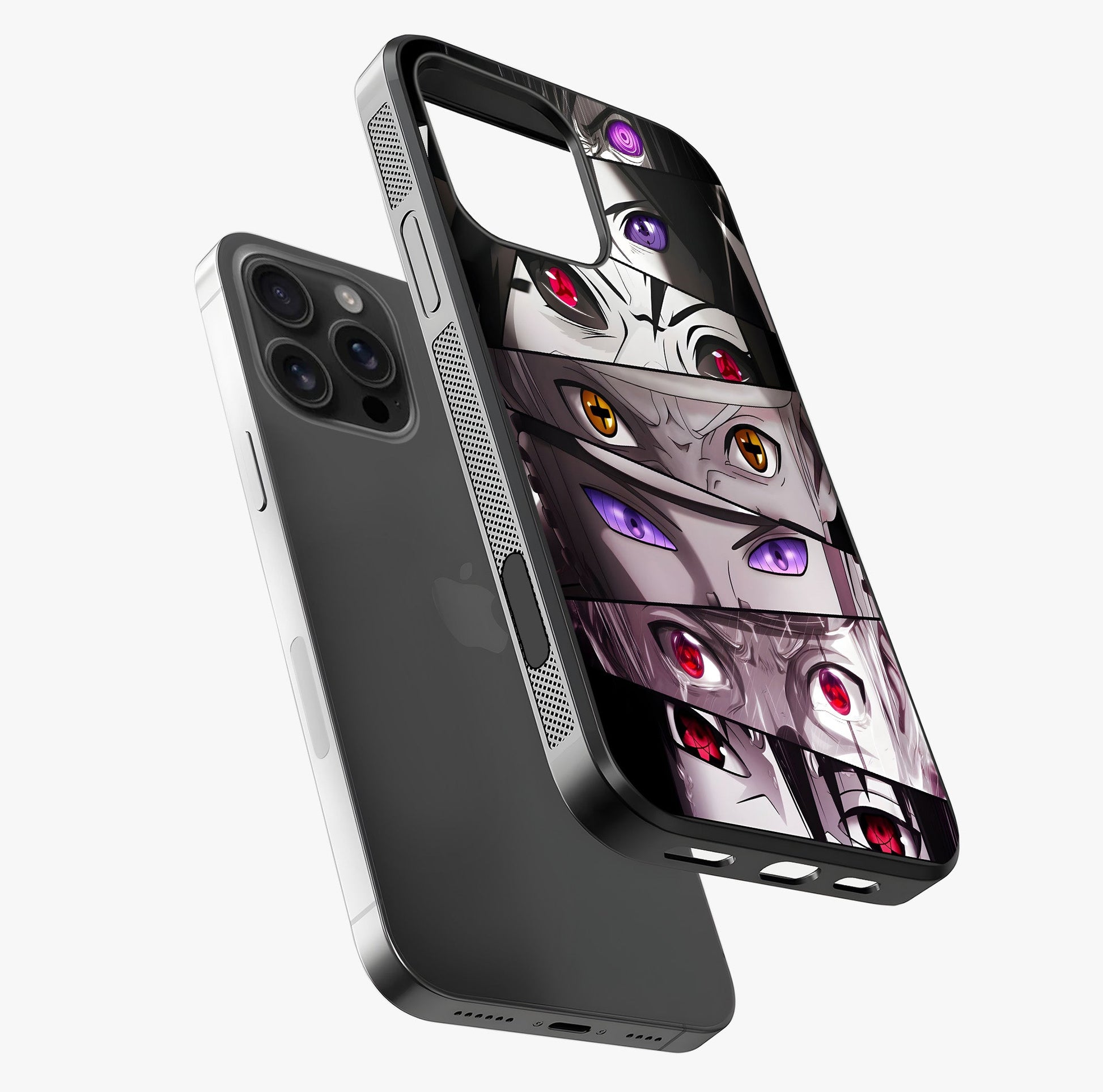 Eyes Of Destiny Glass Case laid diagonally highlighting side profile, edges and glossy glass shine.