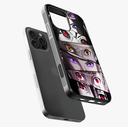 Eyes Of Destiny Glass Case laid diagonally highlighting side profile, edges and glossy glass shine.