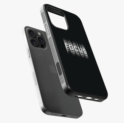 Focus Mode On Glass Case laid diagonally highlighting side profile, edges and glossy glass shine.