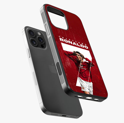 Goal Celebration Legacy Glass Case laid diagonally highlighting side profile, edges and glossy glass shine.