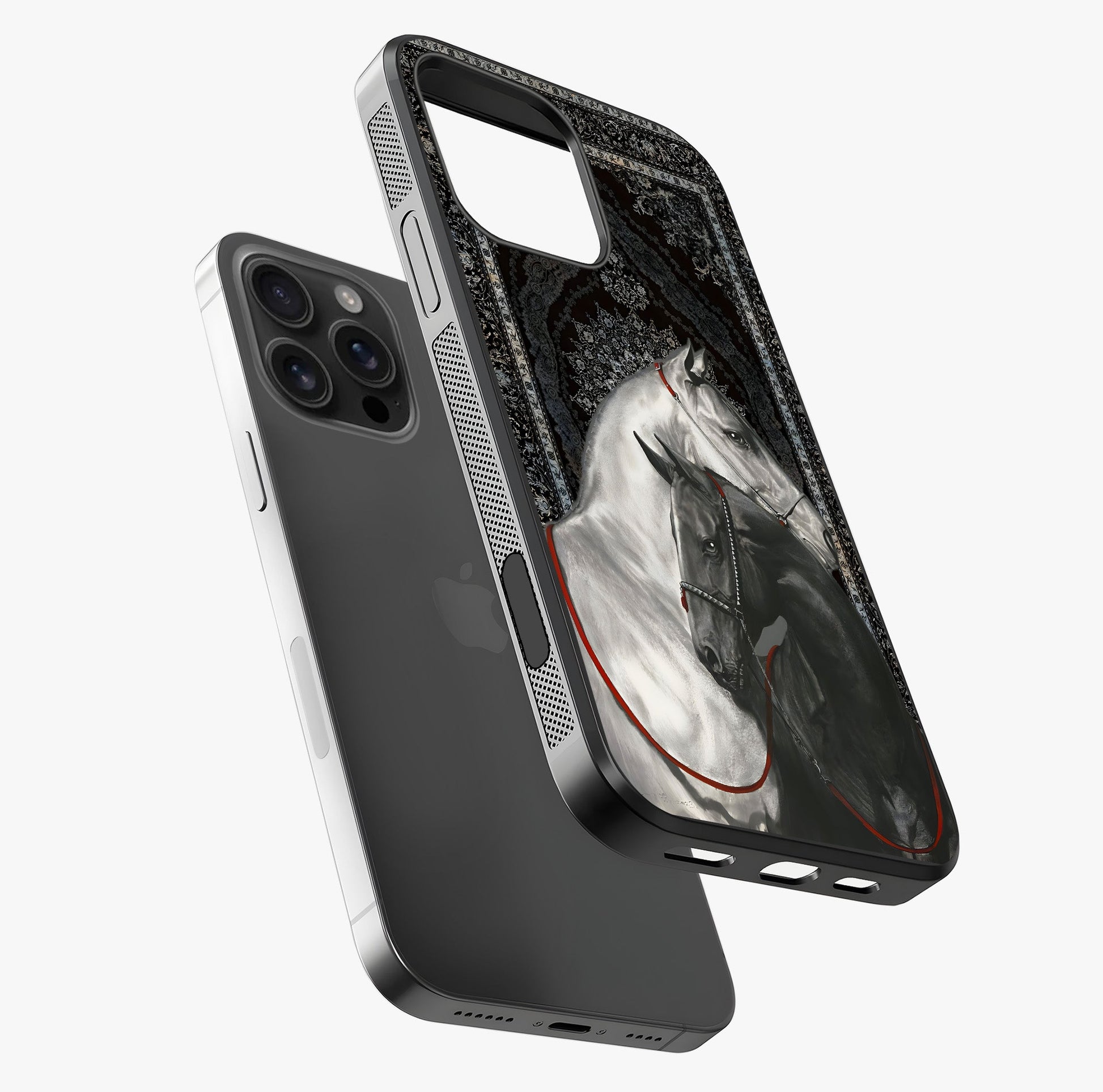 Majestic Ride Legacy Glass Case laid diagonally highlighting side profile, edges and glossy glass shine.