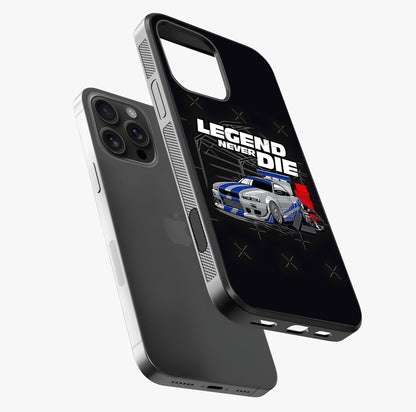 Midnight Racing Legacy Glass Case laid diagonally highlighting side profile, edges and glossy glass shine.