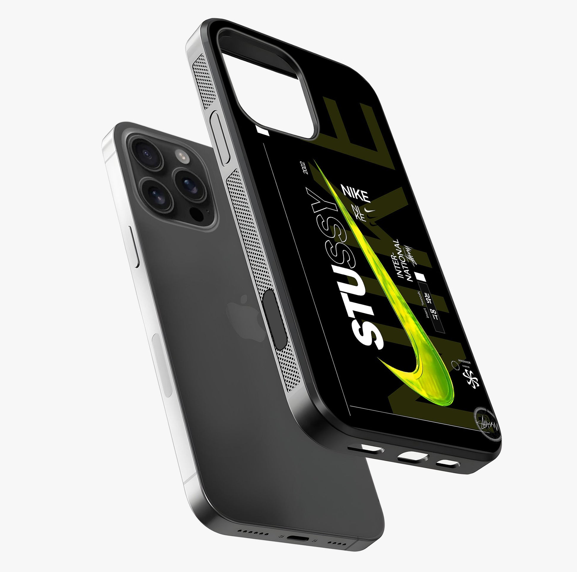 Neon Street Edition Glass Case laid diagonally highlighting side profile, edges and glossy glass shine.