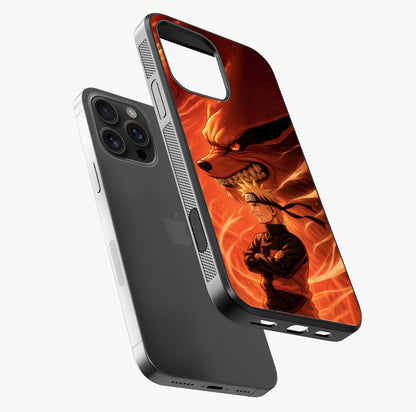 Nine Tails Legacy Glass Case laid diagonally highlighting side profile, edges and glossy glass shine.