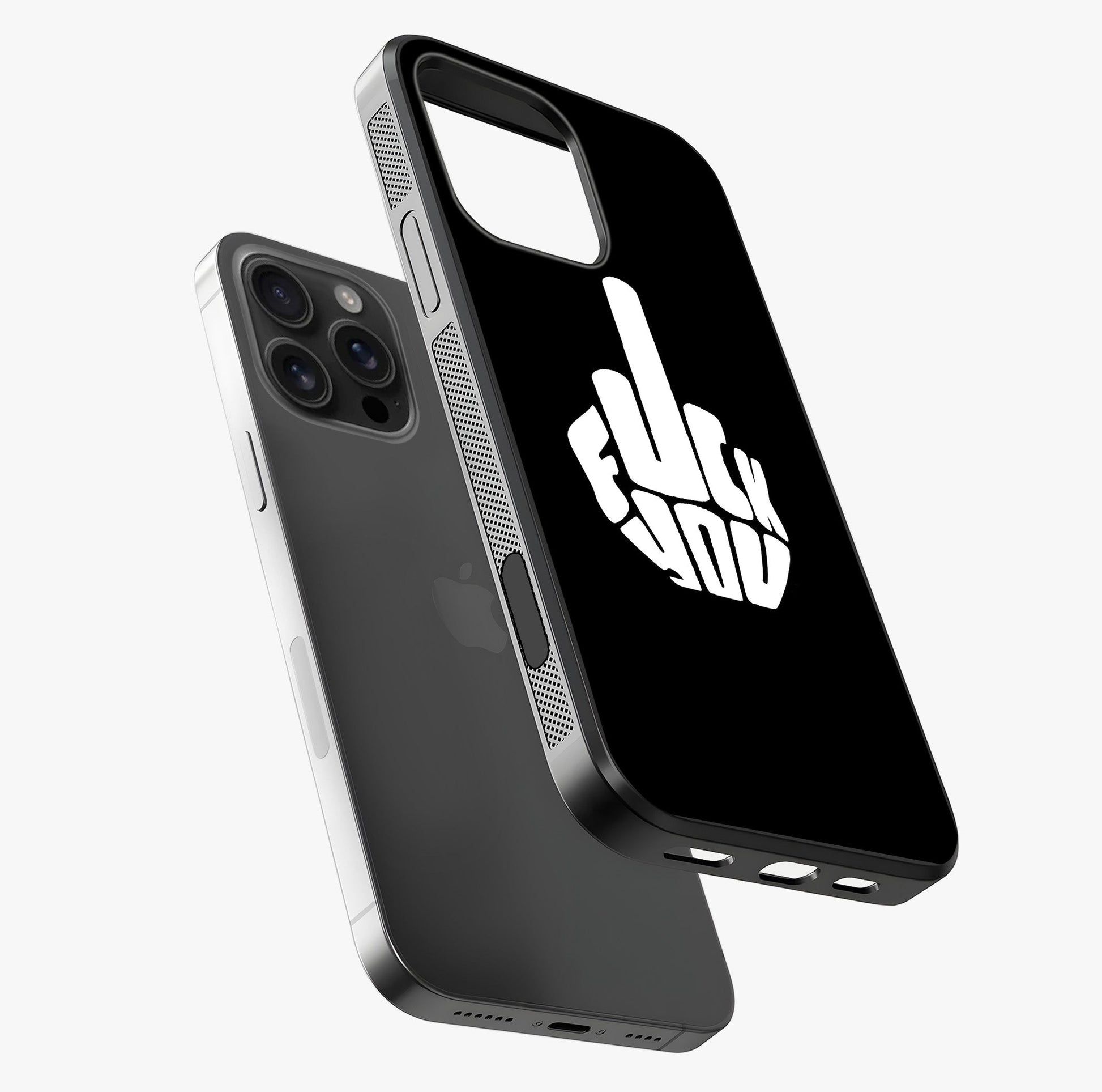 Rebel Mode On Glass Case laid diagonally highlighting side profile, edges and glossy glass shine.