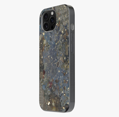 Aesthetic Astrolophia Glass Case photographed in natural light showing reflective finish and design depth.