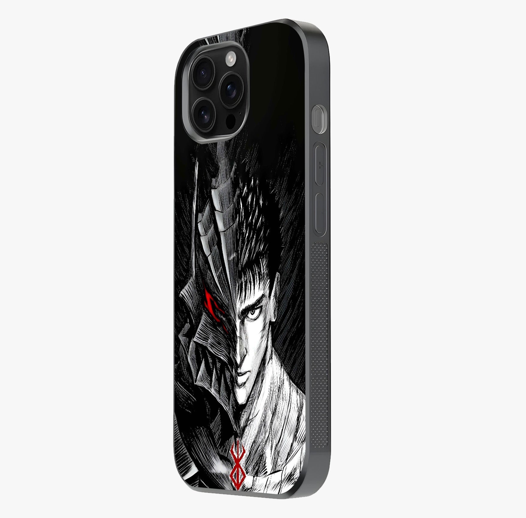 Berserker Blood Oath Glass Case photographed in natural light showing reflective finish and design depth.