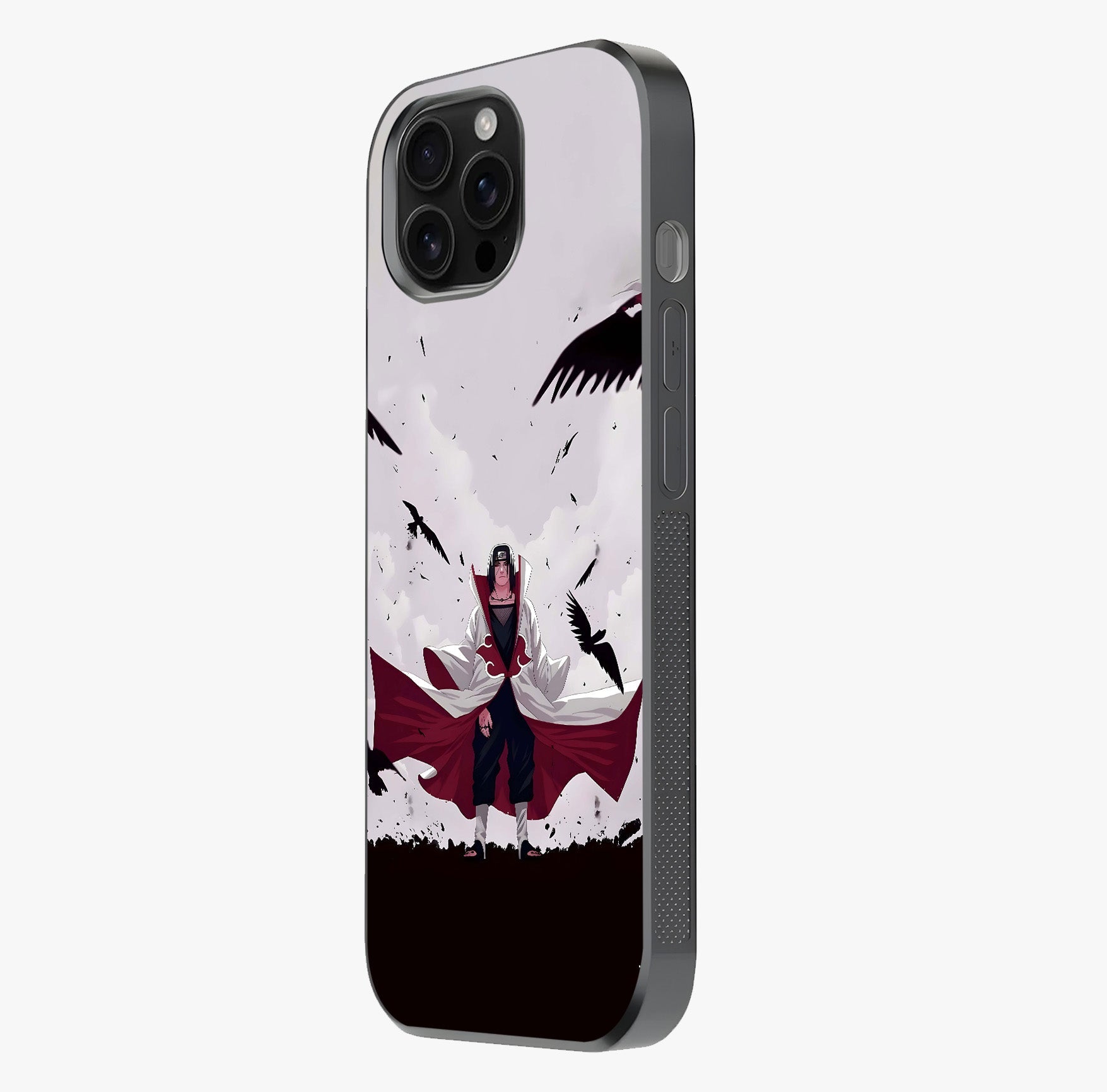 Crimson Crow Ascension Glass Case photographed in natural light showing reflective finish and design depth.