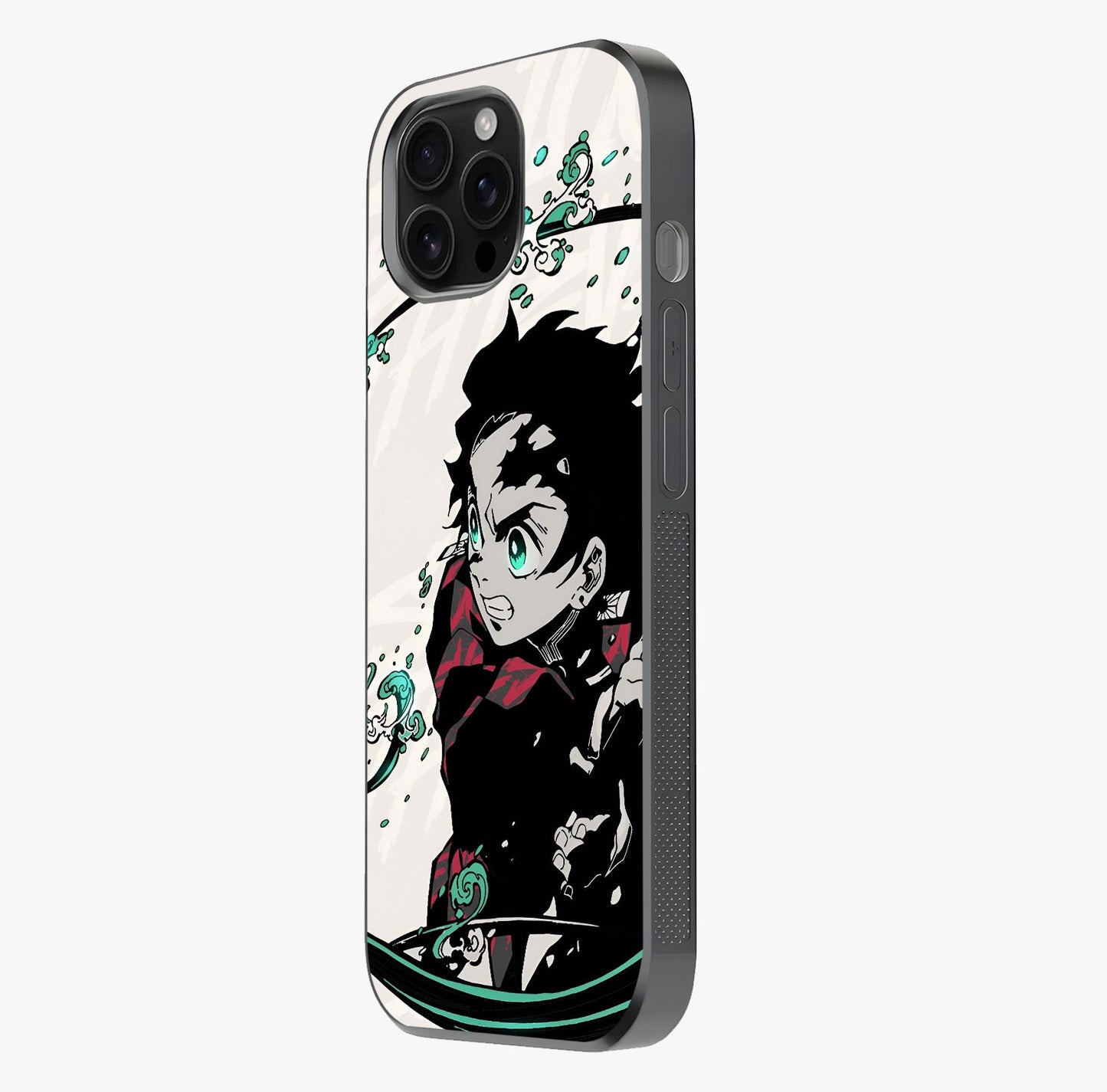 Demon Slayer Glass Case photographed in natural light showing reflective finish and design depth.