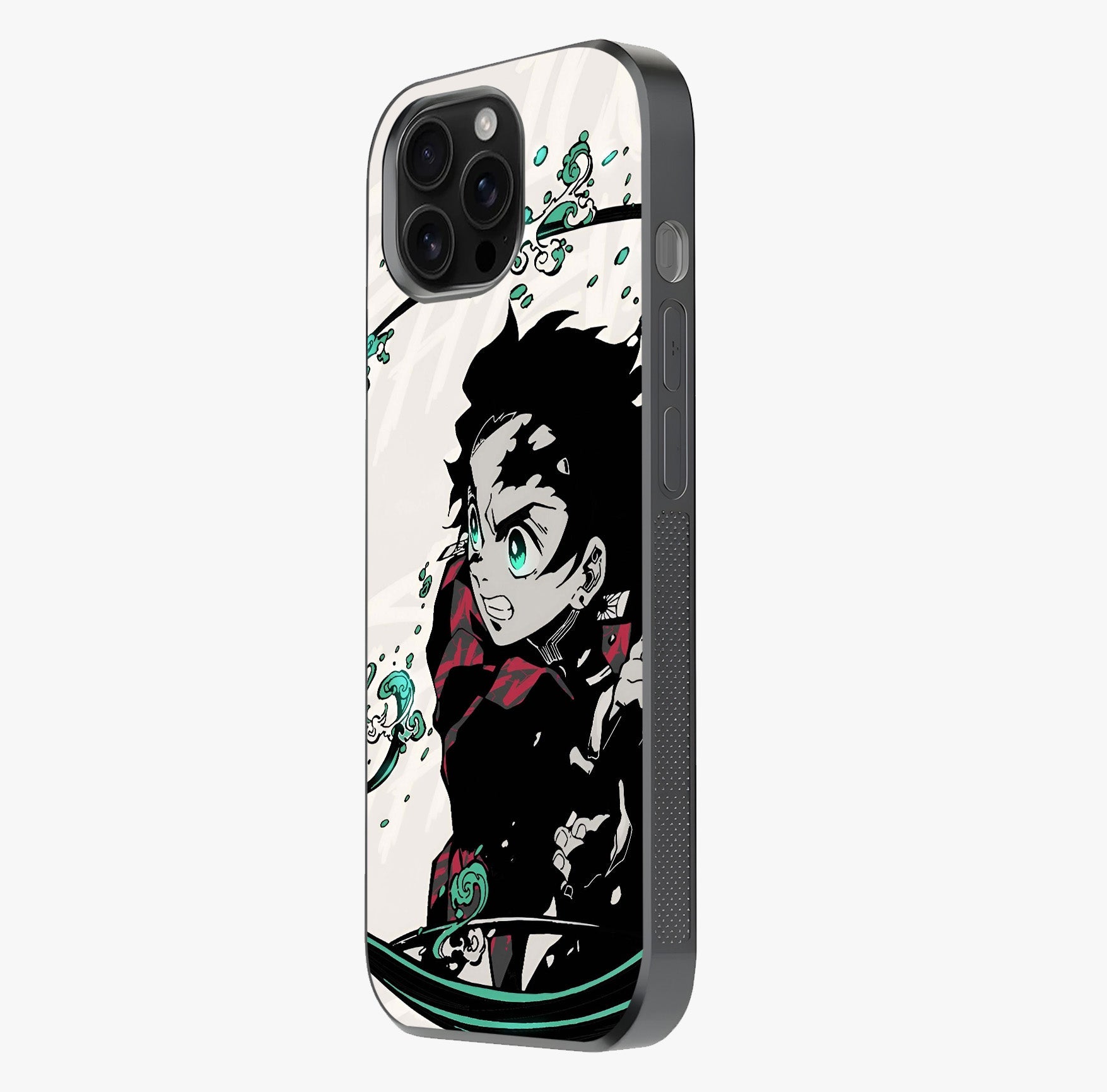 Demon Slayer Glass Case photographed in natural light showing reflective finish and design depth.