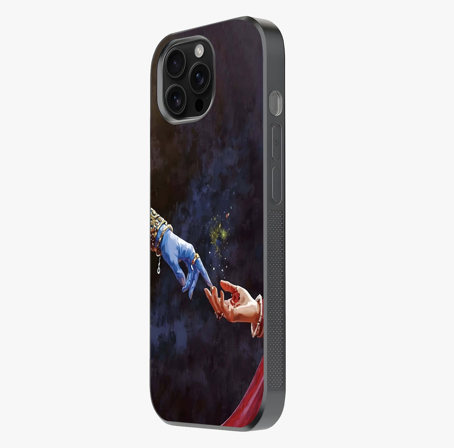 Divine Touch Eternal Glass Case photographed in natural light showing reflective finish and design depth.