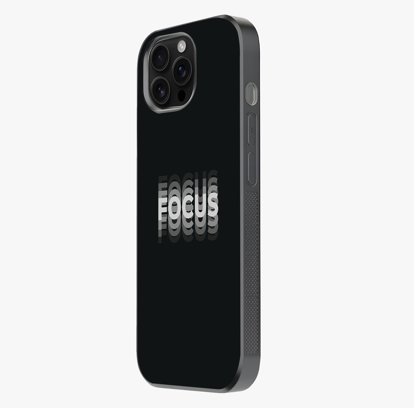 Focus Mode On Glass Case photographed in natural light showing reflective finish and design depth.