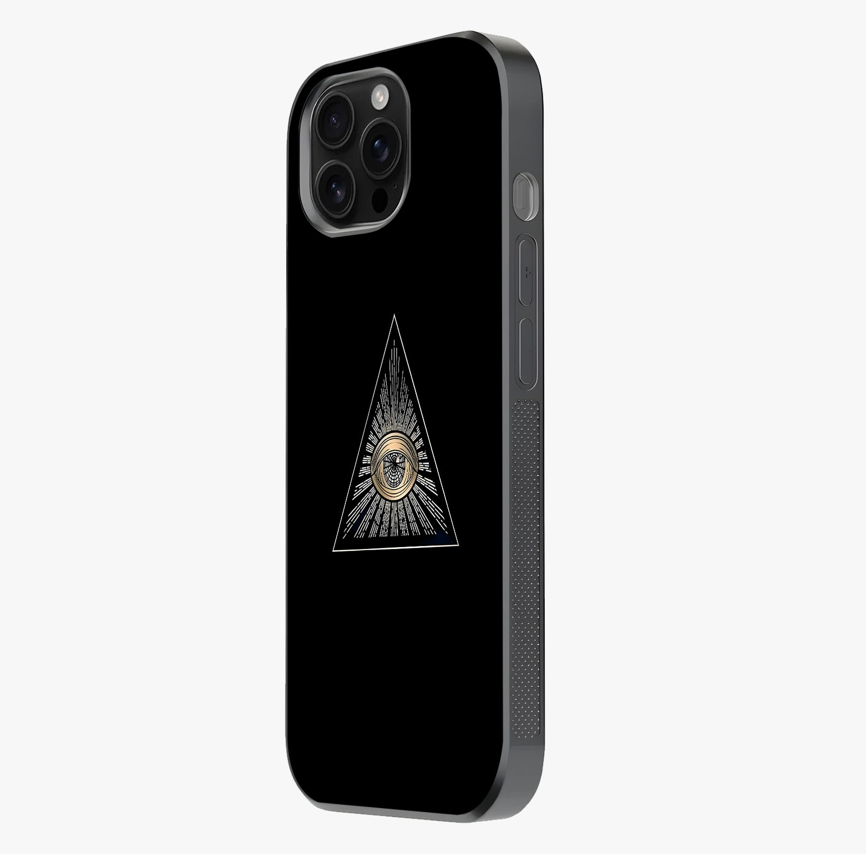 Illuminati Evil Glass Case photographed in natural light showing reflective finish and design depth.