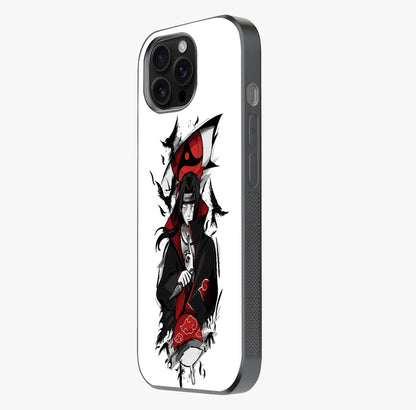 Itachi Sharingan Glass Case photographed in natural light showing reflective finish and design depth.