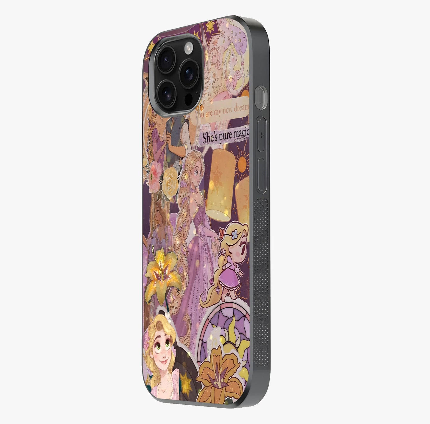Magical Tangled Dream Glass Case photographed in natural light showing reflective finish and design depth.