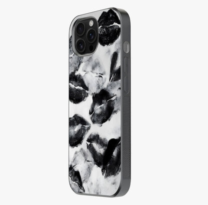 Midnight Kiss Marks Glass Case photographed in natural light showing reflective finish and design depth.